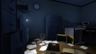 An image of a messy desk in The Stanley Parable.
