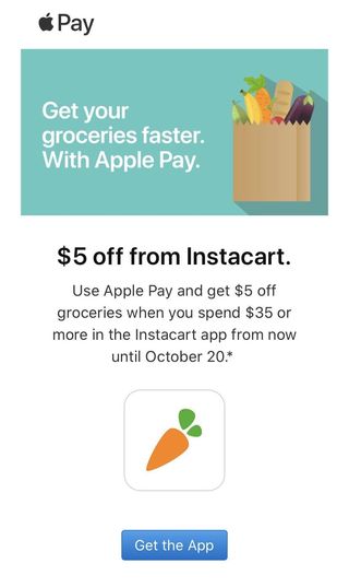5 off from Instacart with Apple Pay