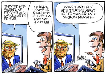 Political Cartoon U.S. Trump Meghan Markle Bette Midler