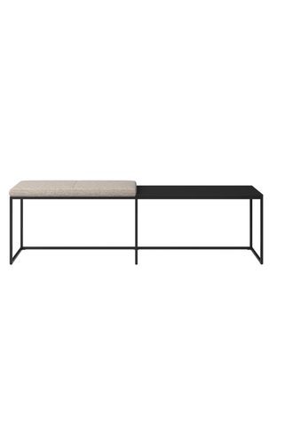 London large bench with cushion and shelf, £803, Morten Georgsen at Bo Concept