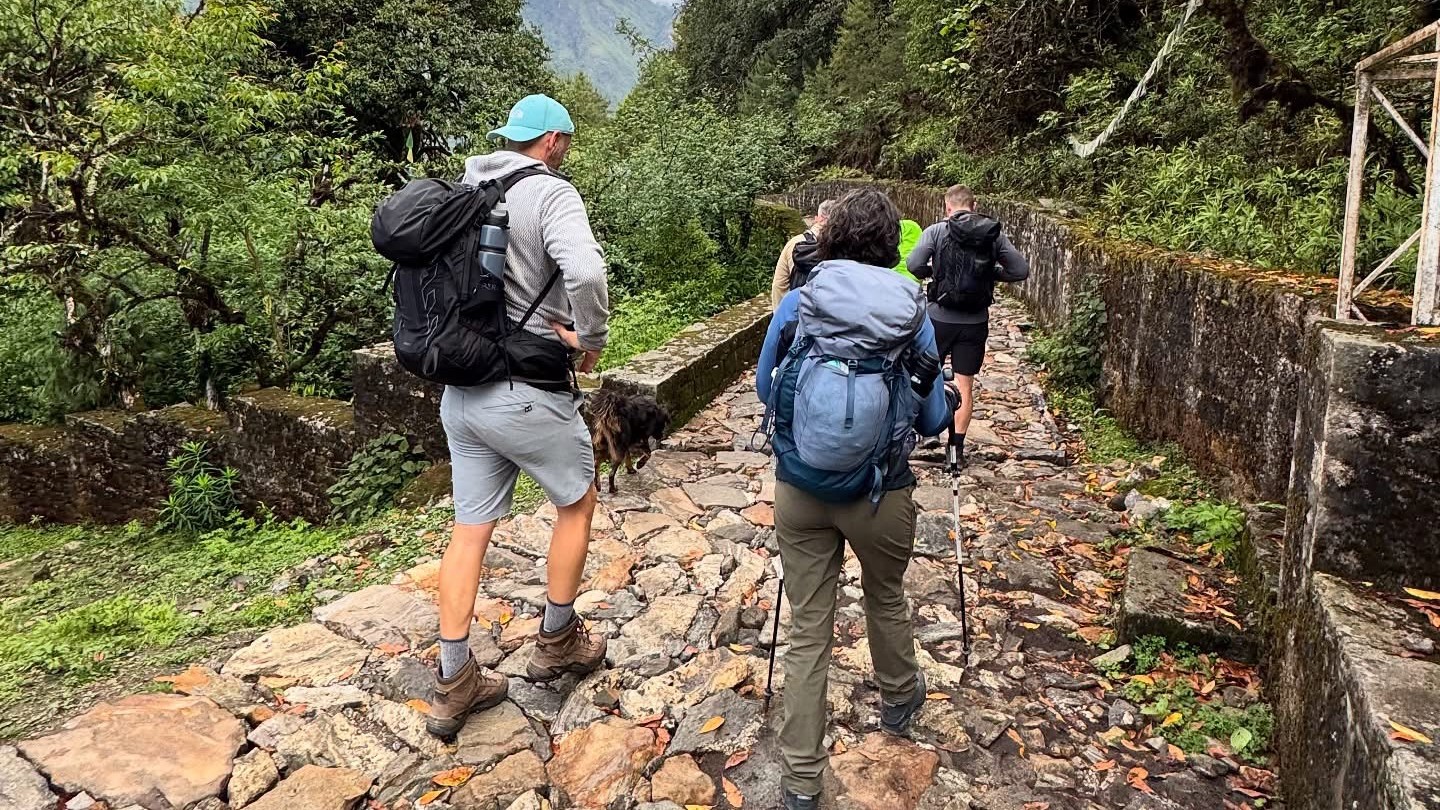 A man and woman trekking to Everest Base Camp