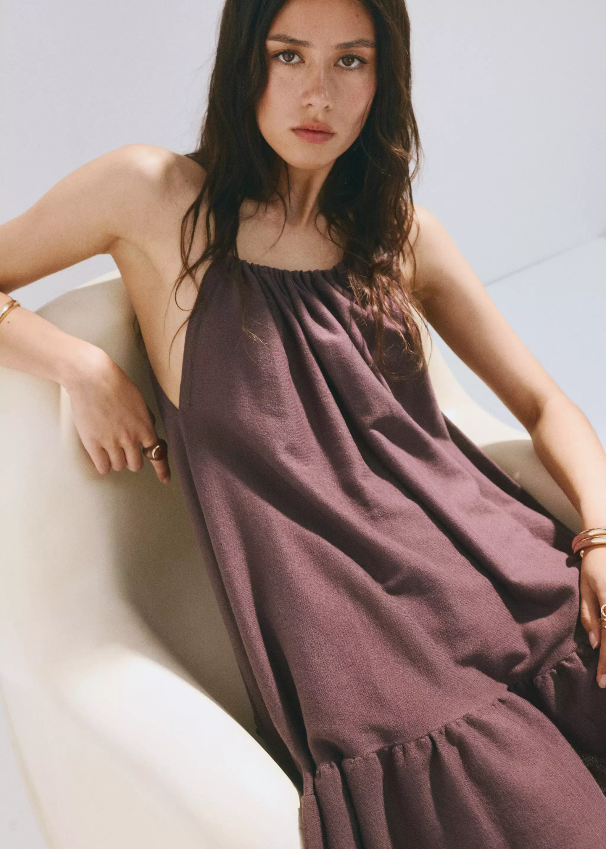Gathered Neck Jersey Dress - Women | Mango United Kingdom