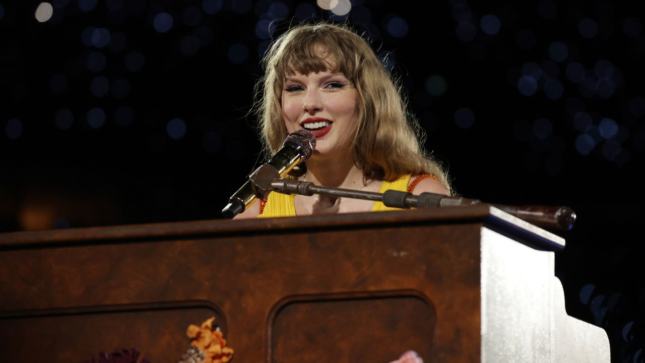 aylor Swift performs during &quot;Taylor Swift | The Eras Tour&quot; at the National Stadium on March 02, 2024 in Singapore.