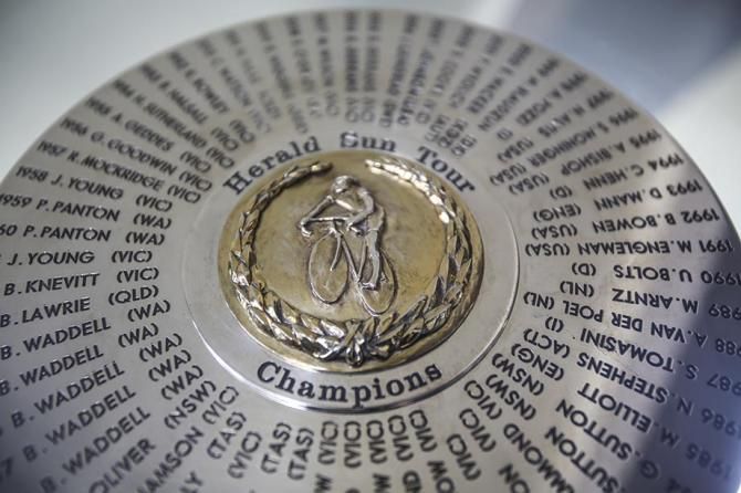 The past winners of the race have their names on the wheel trophy