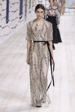 Dior Spring 2024 couture collection featuring a sheer beaded dress