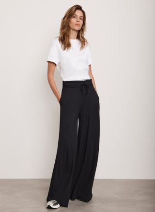 Black Extreme Wide Leg Jersey Trousers