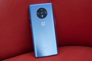 OnePlus 7T standing up on a chair