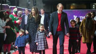 london, england december 11 prince william, duke of cambridge and catherine, duchess of cambridge with their children, prince louis, princess charlotte and prince george, attend a special pantomime performance at london's palladium theatre, hosted by the national lottery, to thank key workers and their families for their efforts throughout the pandemic on december 11, 2020 in london, england photo by aaron chown wpa poolgetty images