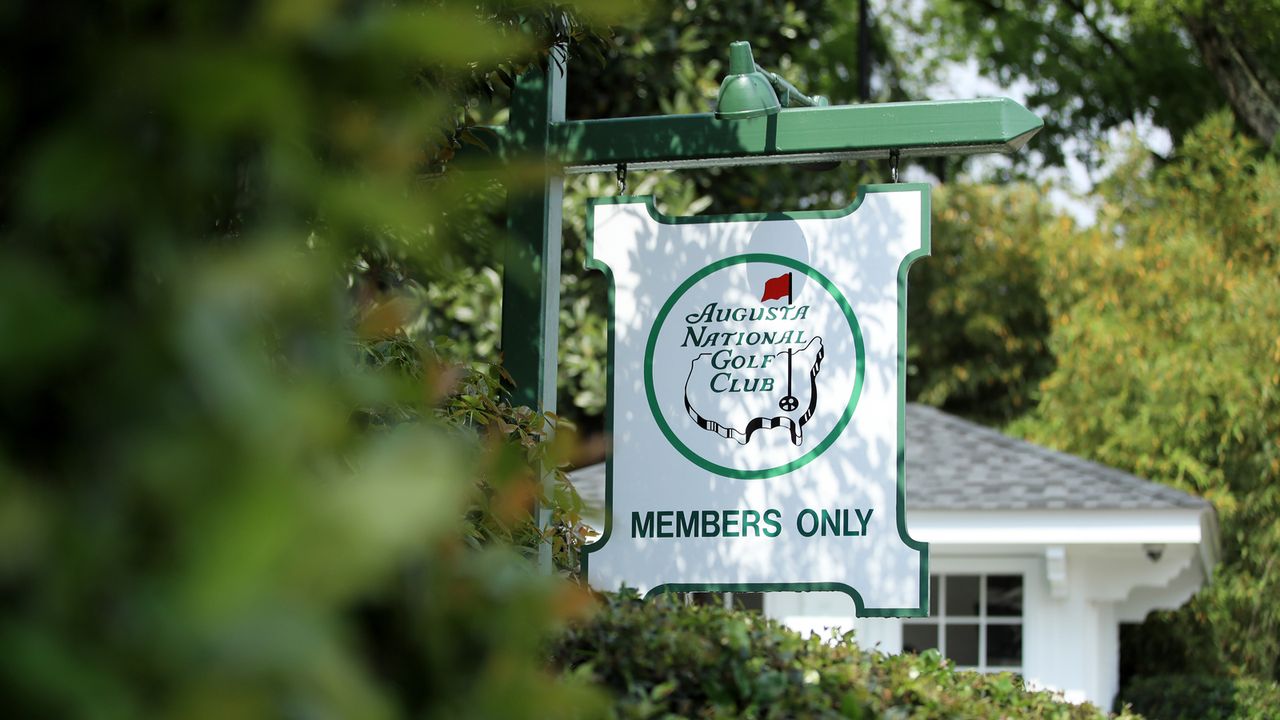 A general view of the entrance to Magnolia Lane, the street on which Augusta National Golf Club sits