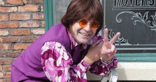 Is it just us or is this costume a bit more Elton John then John Lennon? Either way, Steve rocked that stomach churning shirt and terrible wig at the Jubliee extravaganza.