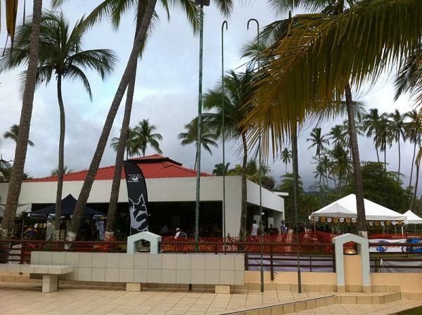 The rider meeting was held under this beachside pavillion