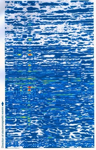 A radar scan of the west wall of King Tut's tomb. The scan was conducted last year by Japanese radar technologist Hirokatsu Watanabe.