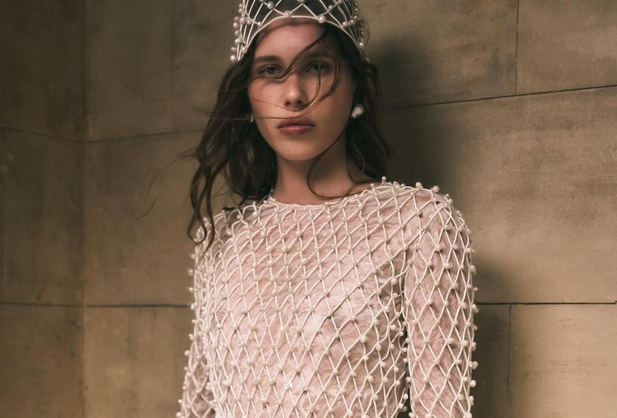 Woman wearing Danielle Frankel gown.
