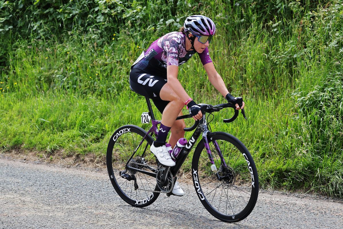 Picture by Alex Whitehead/SWpix.com - 10/06/2022 - Cycling - The Women&acirc;s Tour 2022 - Stage Five - Pembrey Country Park to The Black Mountain, Wales - Quinty Ton of Team Liv Racing Xstra in action