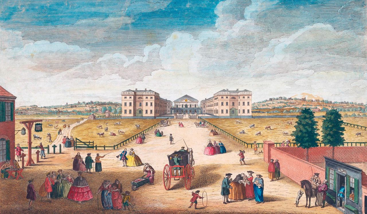 The Foundling Hospital is one of a number of London’s historic Georgian buildings that were lost to demolition in the mid 20th century. Picture from an engraving dated 1751, published by Robert Sayer.