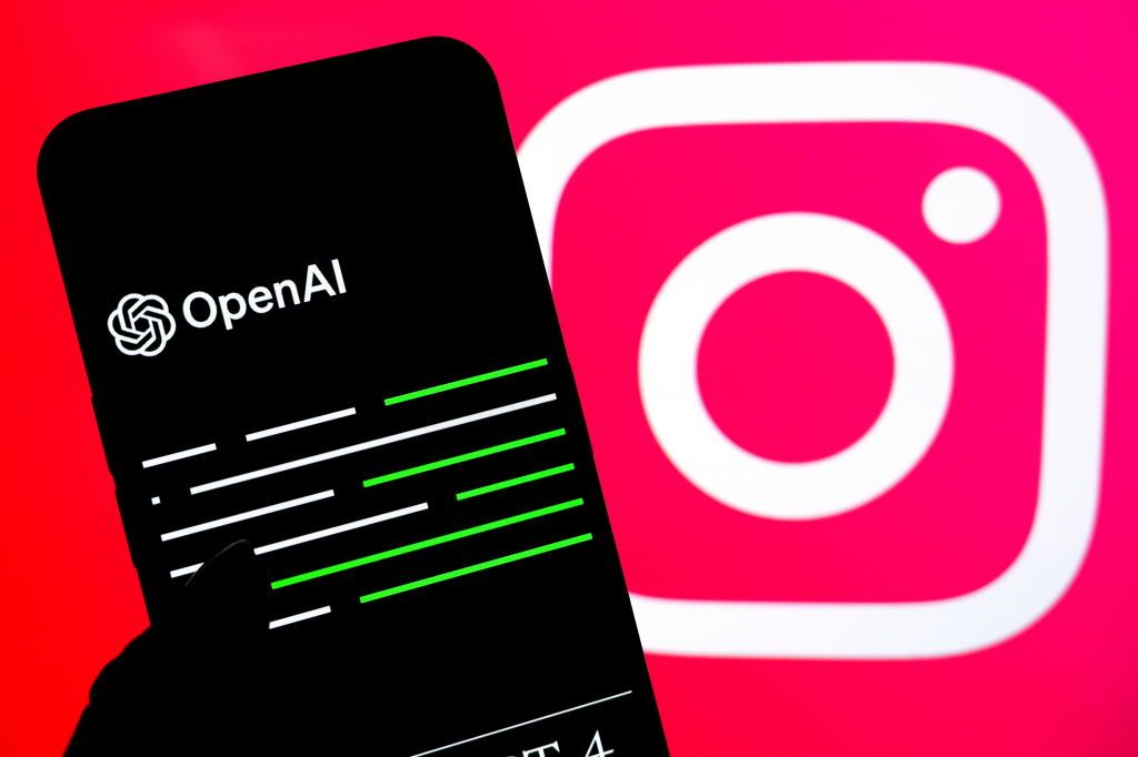 OpenAI&#039;s ChatGPT program against Instagram logo backdrop