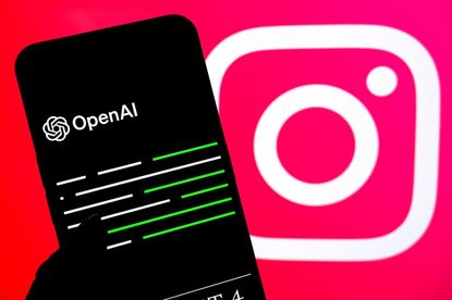 OpenAI's ChatGPT program against Instagram logo backdrop