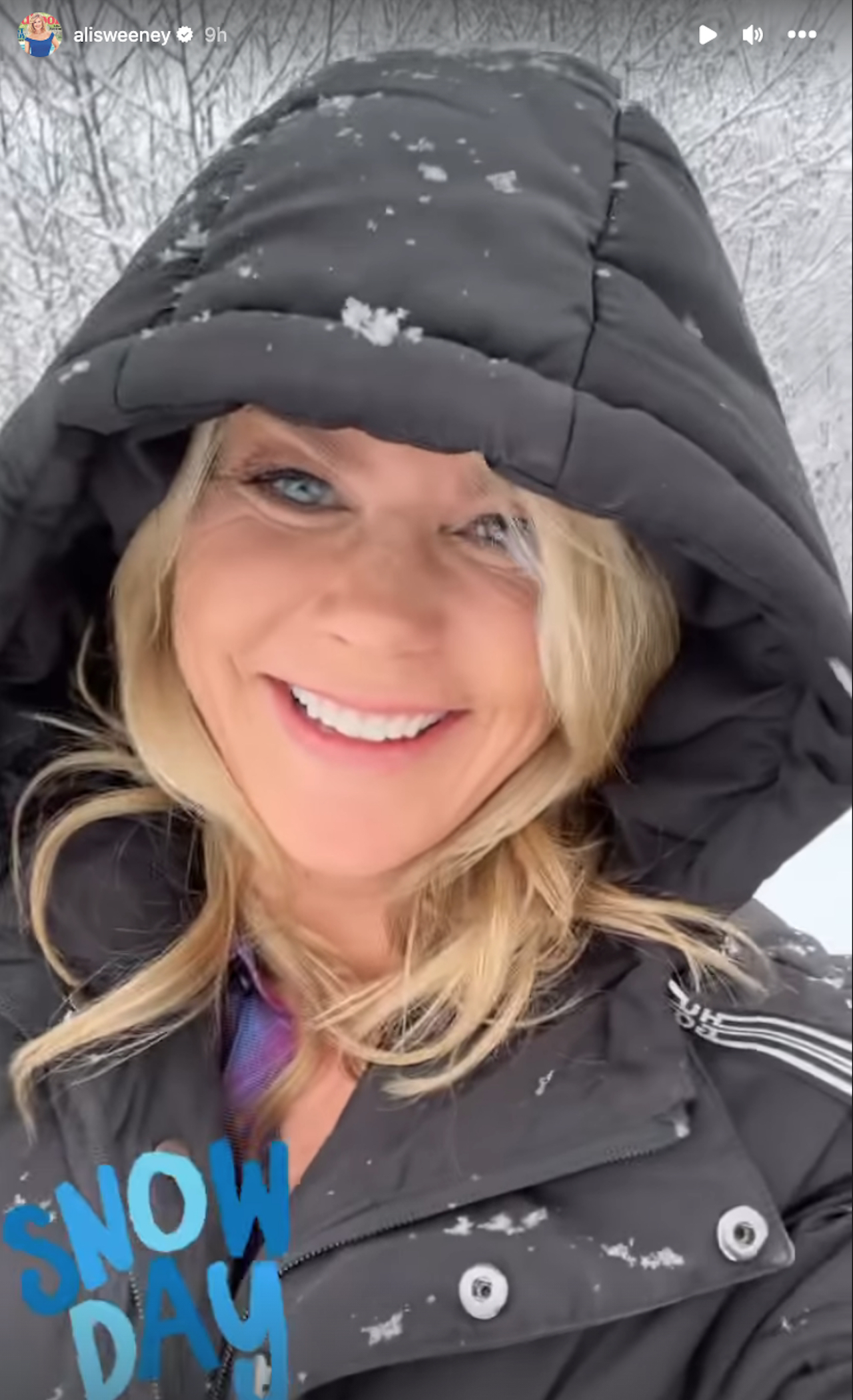 Alison Sweeney filming Hallmark movie in the snow