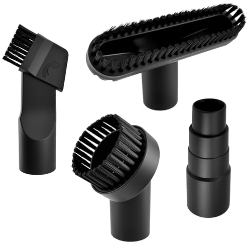 Satuy 4 Pcs 1-1/4" Vacuum Attachments, Round &amp;amp; Square Brushes, 2-In-1 Suction Brush, 4-Layer Adapter Universal for Most Vacuum Cleaners for Hard-To-Reach Areas