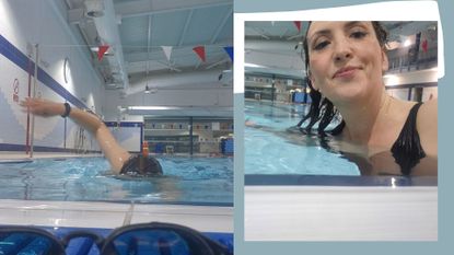 Kerry Law doing 30 minutes of swimming in the pool