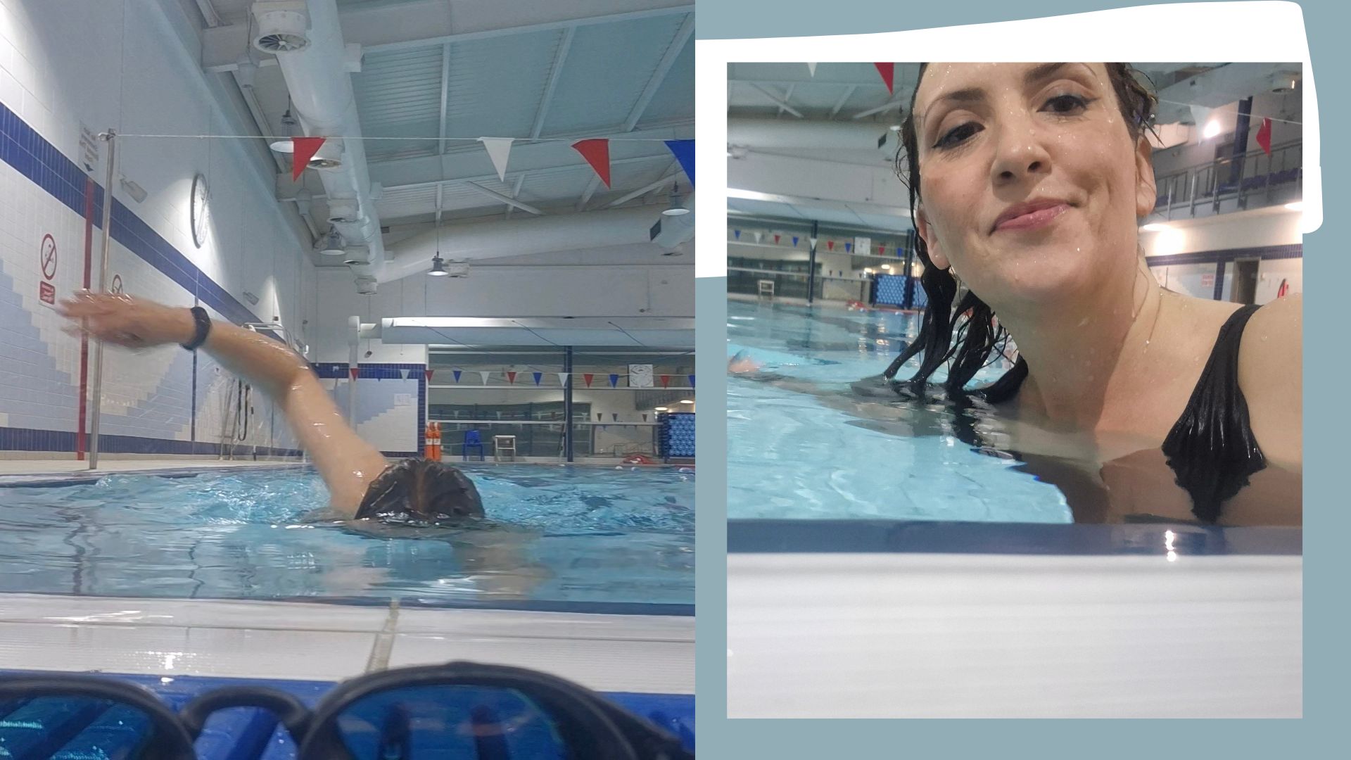 Kerry Law doing 30 minutes of swimming in the pool