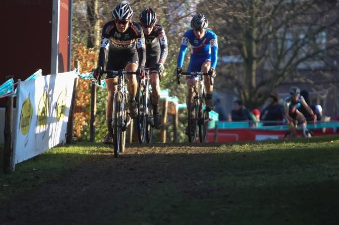 The race within the race - Chris Key leads a small chase group trying to catch the next couple of riders. In the big races like Diegem, the fight is on for every place.