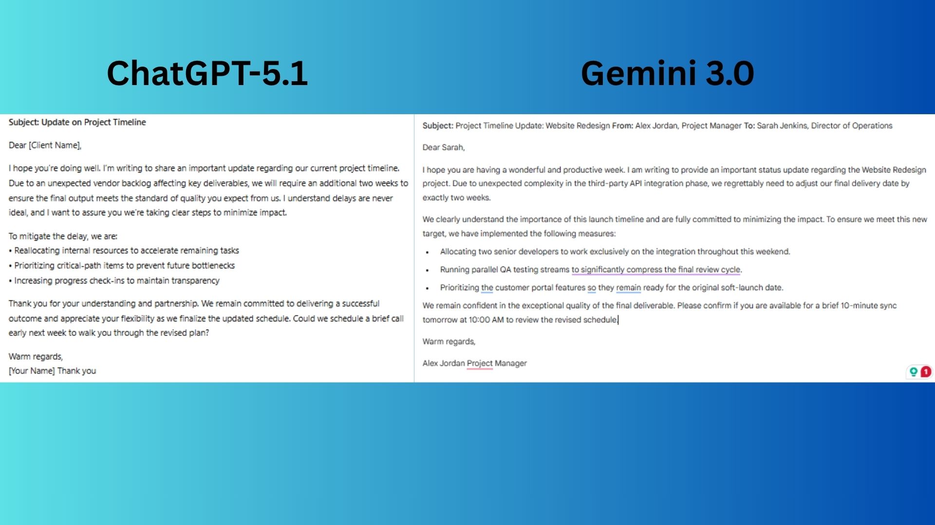 ChatGPT vs Gemini