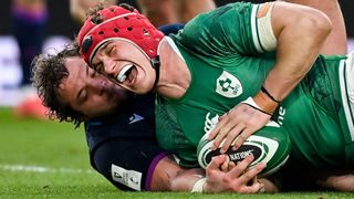 Josh van der Flier of Ireland celebrates during the 2023 Guinness Six Nations Rugby Championship