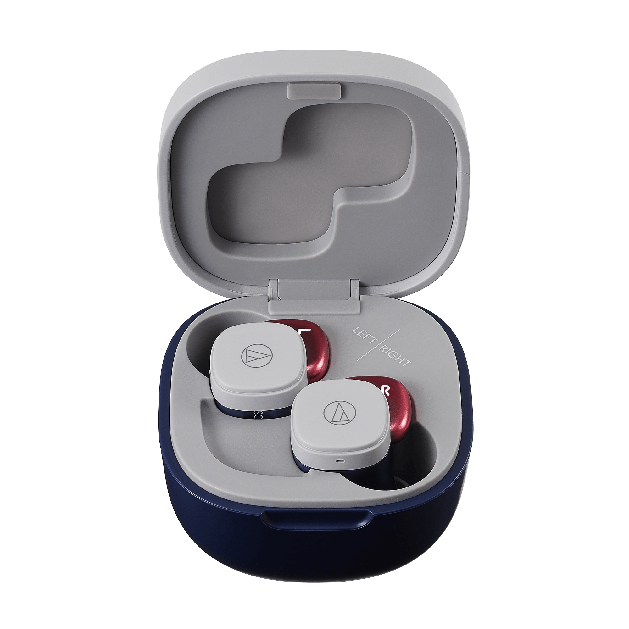 The Audio-Technica ATH-SQ1TW earbuds in their charging case