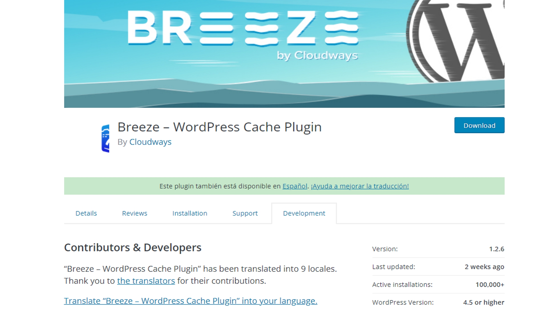 Cloudways' Breeze WordPress plugin