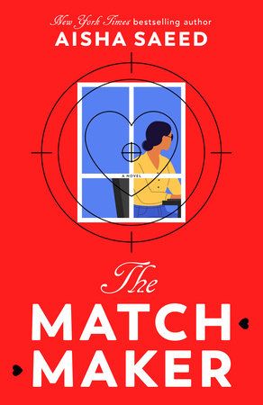 the matchmaker book cover featuring the window with a woman sitting in it at the center of what looks like a target