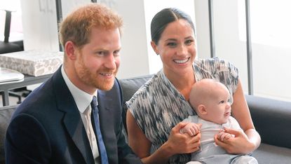 cape town, south africa september 25 prince harry, duke of sussex, meghan, duchess of sussex and their baby son archie mountbatten windsor meet archbishop desmond tutu and his daughter thandeka tutu gxashe at the desmond leah tutu legacy foundation during their royal tour of south africa on september 25, 2019 in cape town, south africa photo by toby melvillepoolsamir husseinwireimage