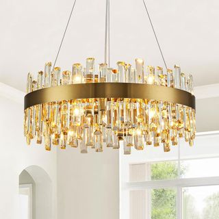 brass and glass chandelier