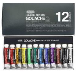 a box of Holbein gouache paints