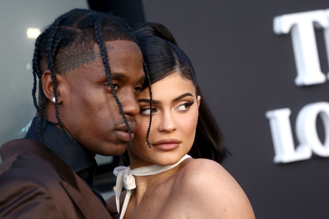 Travis Scott and Kylie Jenner attend the Travis Scott: &quot;Look Mom I Can Fly&quot; Los Angeles Premiere at The Barker Hanger on August 27, 2019 in Santa Monica, California