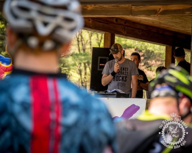 Starting line announcements by the Trans-Sylvania Epic Promotion team