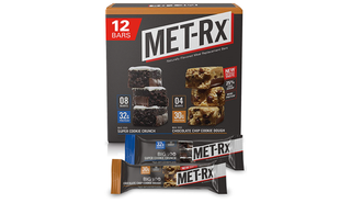A box of MET-Rx protein bars.