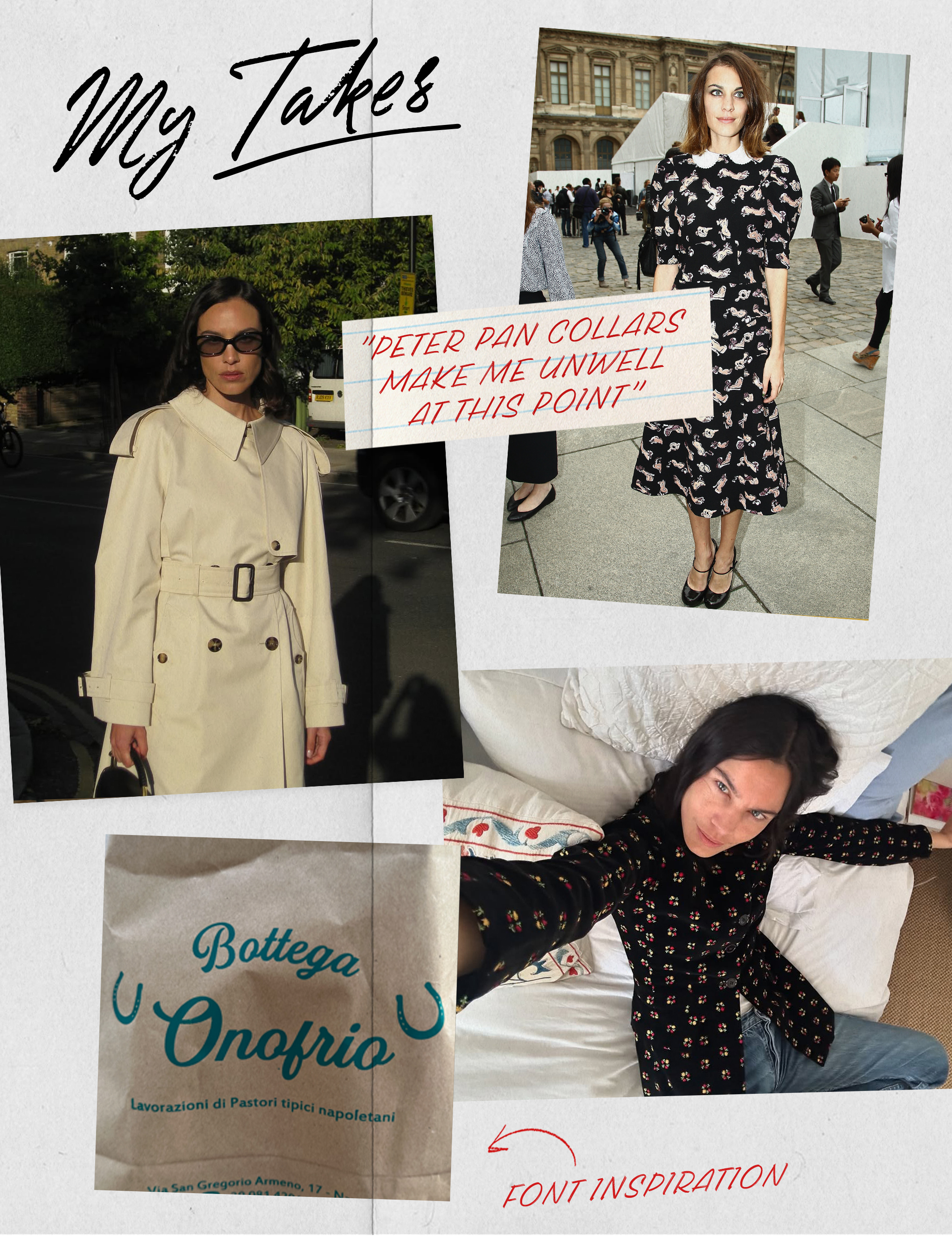 collage of images featuring Alexa Chung&#039;s style, work, taste, and takes