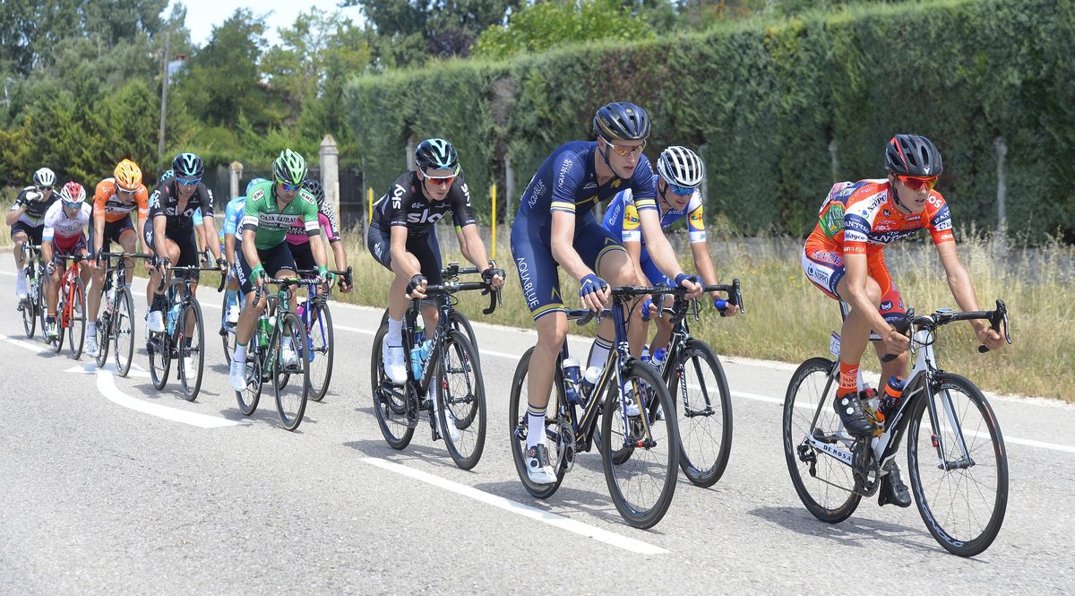 Conor Dunne (Aqua Blue Sport) sitting in the breakaway