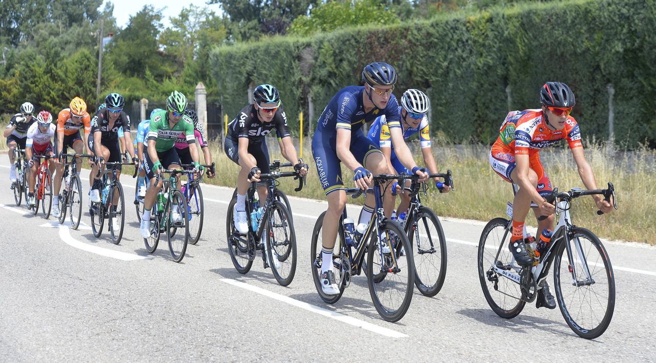 Conor Dunne (Aqua Blue Sport) sitting in the breakaway