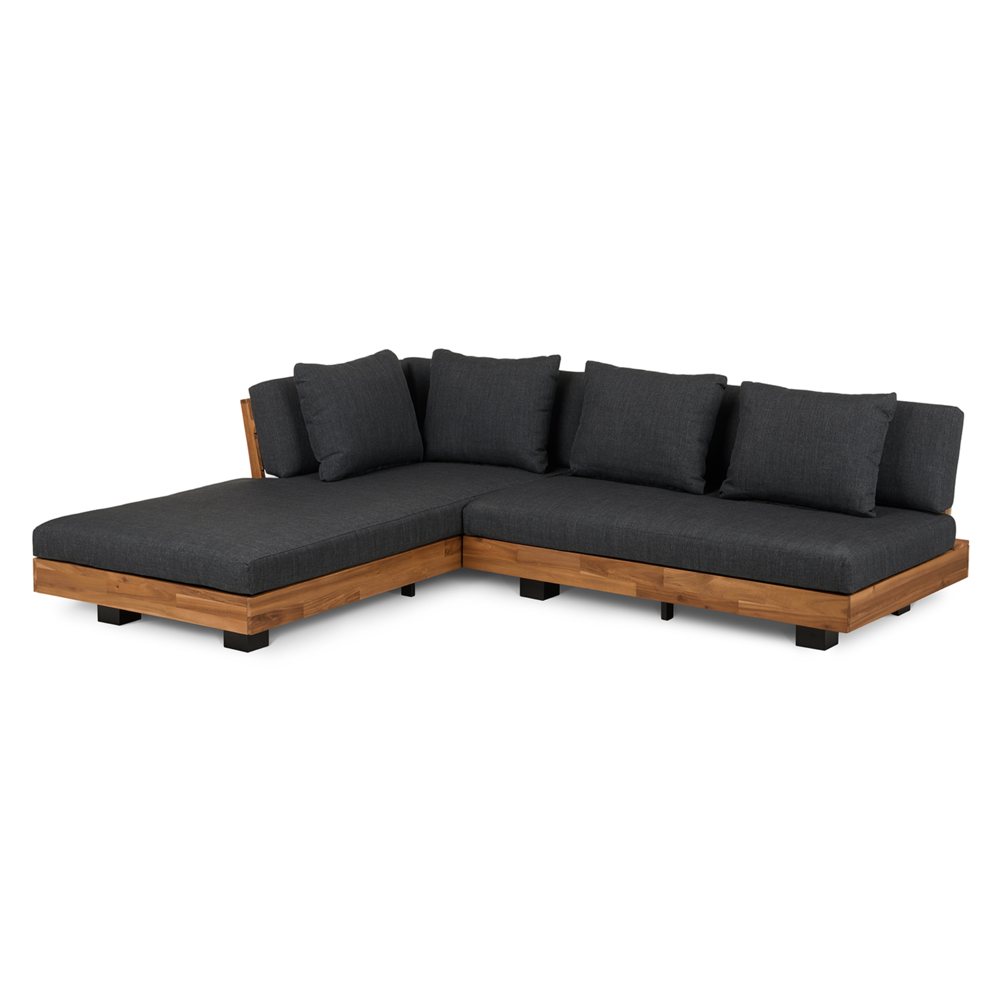 outdoor corner sofa with black upholstery