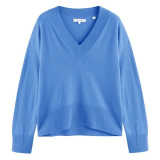 Chinti & Parker Powder-Blue Wool-Cashmere V-Neck Sweater