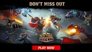 Mythic Legends promotional shoot with opposing champions clashing in the middle of the image