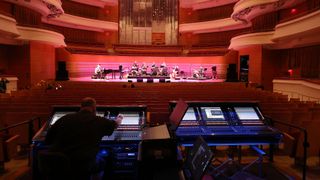  John Downey mixing a soundcheck on a DiGiCo Quantum338 Pulse console at the Renée and Henry Segerstrom Concert Hall