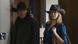 john and beth dutton standing in law office on yellowstone