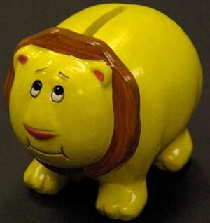 Ceramic lion bank.