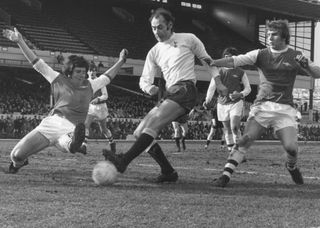 Alan Gilzean in action for Tottenham against Arsenal in 1970.