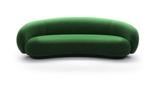 dark green velvet curved sofa