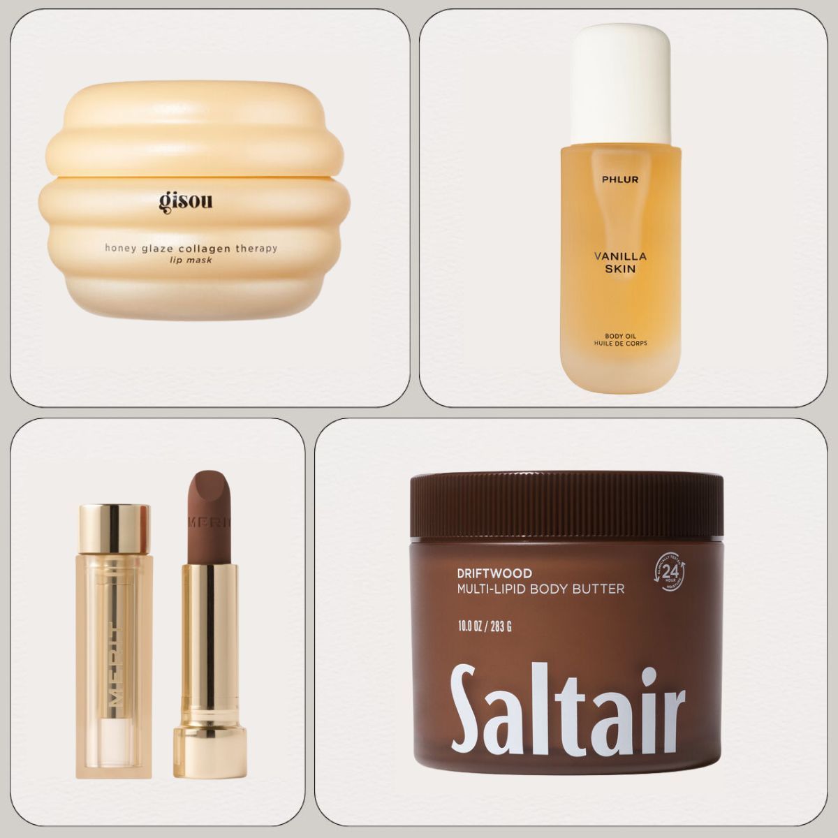 Graphic of some of the best new beauty products of the month