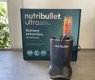 Nutribullet Ultra base in front of the Nutribullet Ultra box